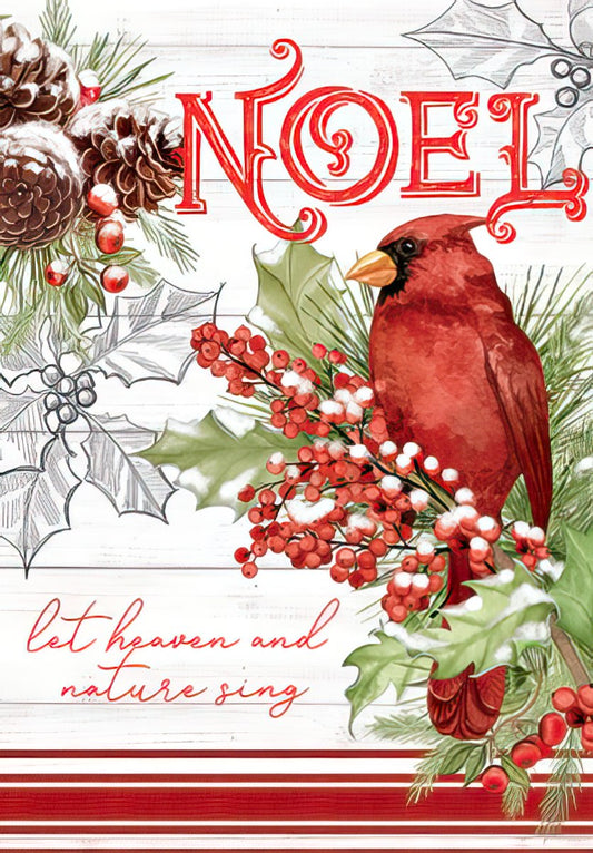 Peace Hope and Joy Cardinal in Pine Scripture Christmas Card