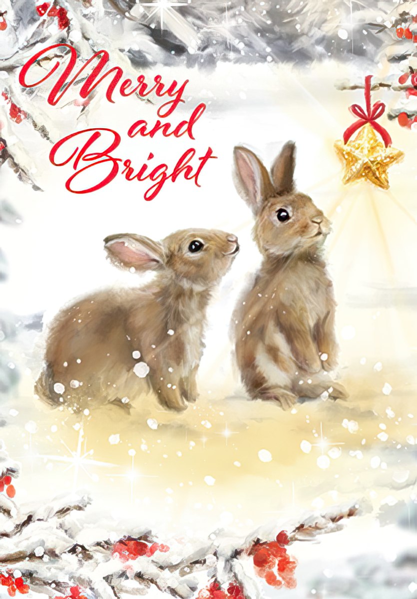 Kind and Gentle Christmas Spirit Bunnies Card