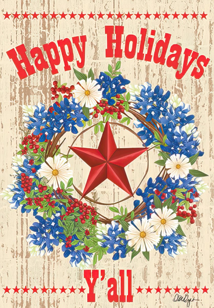 texas star wreath with bluebells