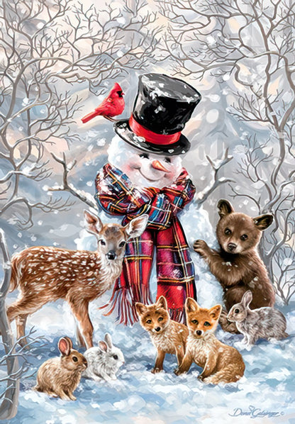 Snowman and Woodland Critters Christmas Card