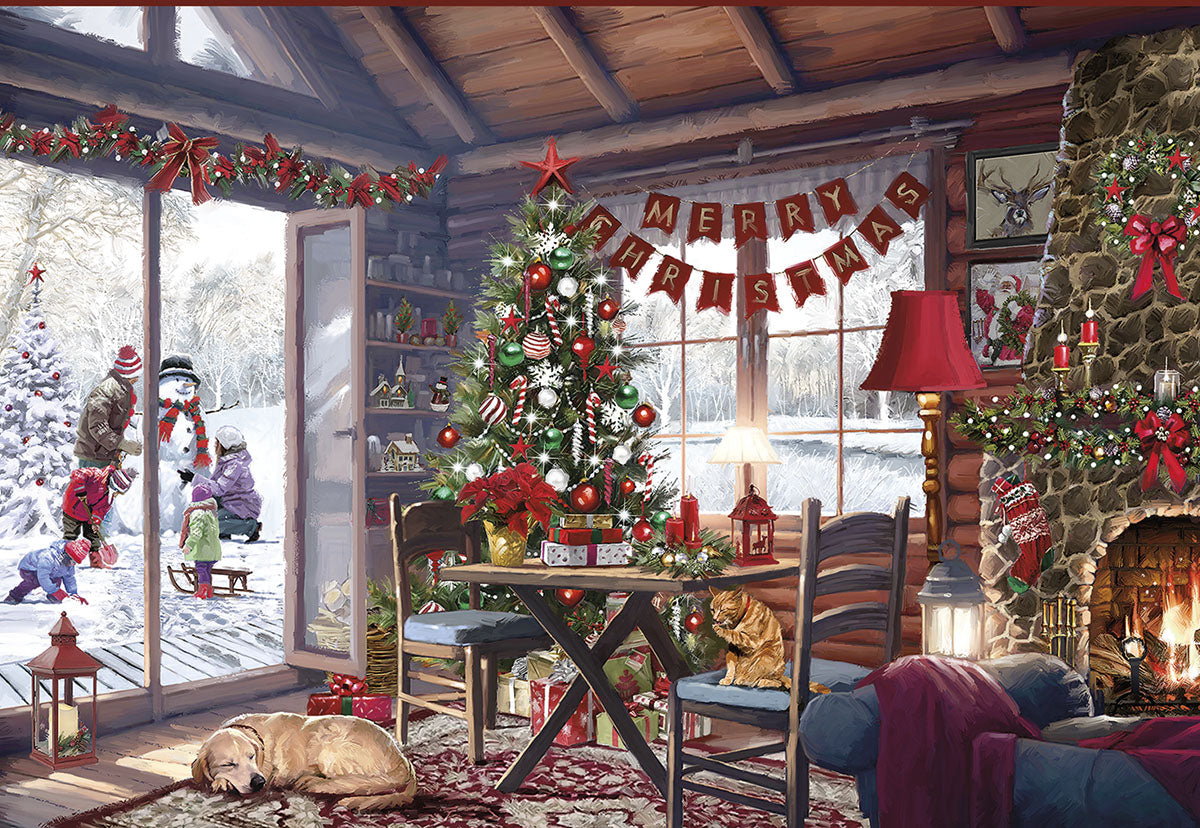 Warm and Happy Days Decorated Living Room Christmas Card