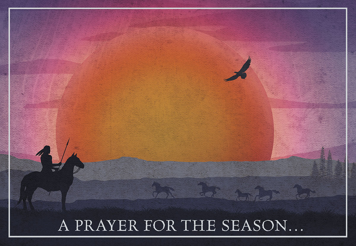 Prayer for the Season Native American Sunset Christmas Card