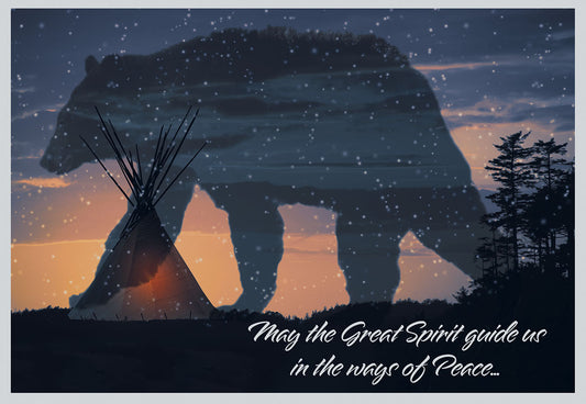 Native American Teepee with Bear Christmas Card