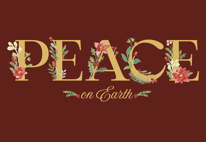 Peace on Earth with Floral Accents Christmas Card