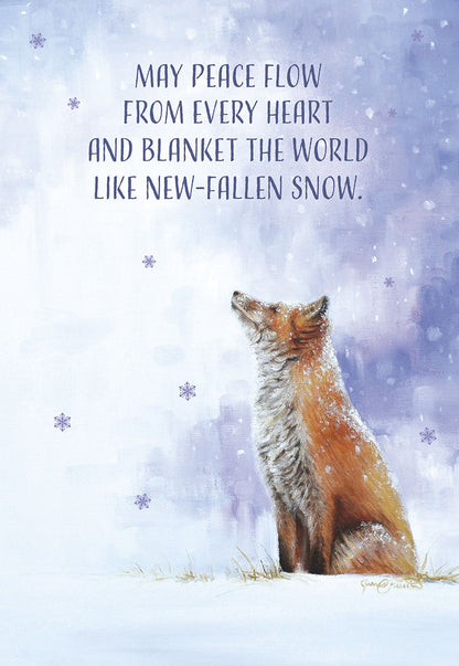 May Peace Flow Fox in the Snow Christmas Card