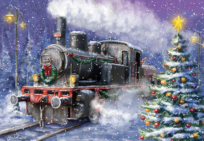 Another Christmas Rolling In Train and Tree Christmas Tree Card