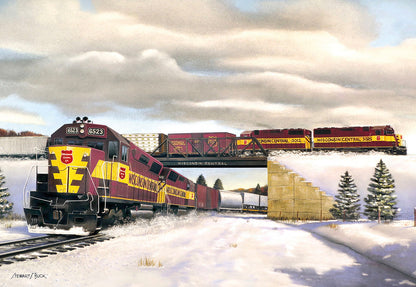 Wisconsin Central Trains Pass Snowy Tracks Christmas Card