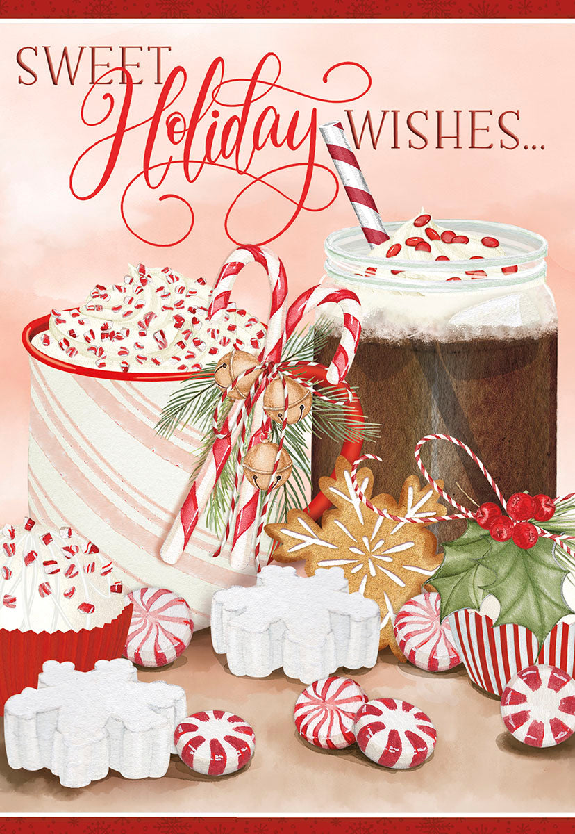 Sweet Holiday Wishes Peppermint Hot Cocoa Christmas Card