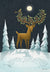 Peaceful Deer Under Moon in Winter Forest Christmas Card