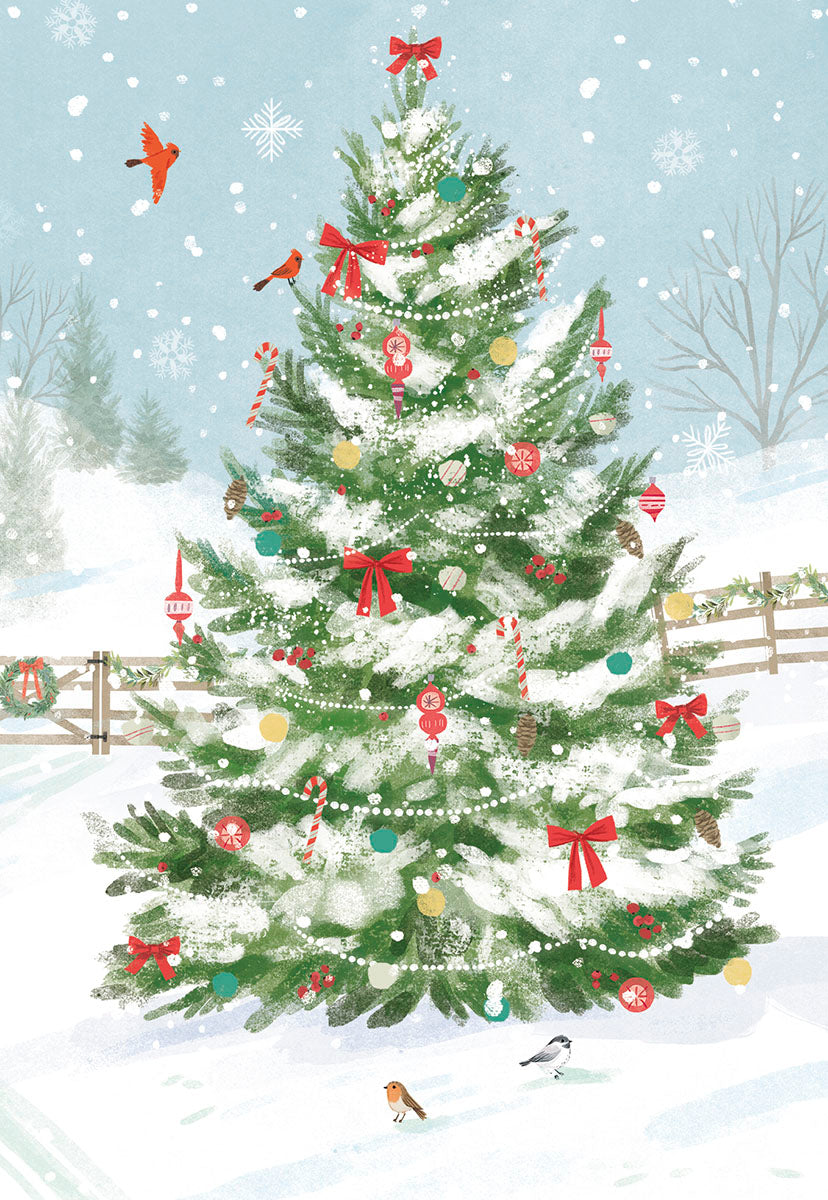 Decorated Outdoor Christmas Tree Christmas Card