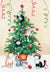 Happy Days Funny Cats Playing in Tree Christmas Card