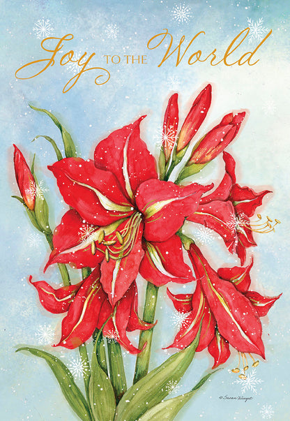 Joy to the World Amaryllis Christmas Card