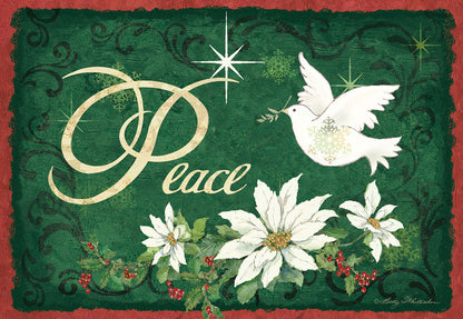 Peace White Flowers and Dove Christmas Card