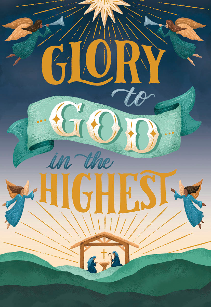 Glory to God in the Highest Flying Angels Christmas Card