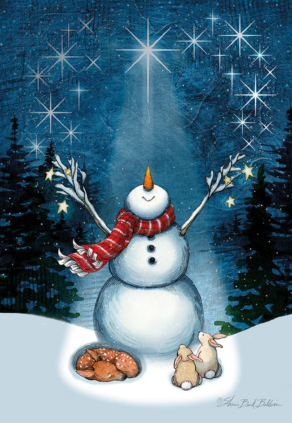 Christmas Blessings Snowman and Animals Christmas Card