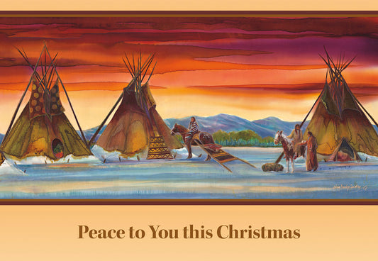 Native American Campsite Christmas Card Single