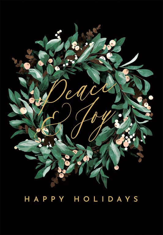 Peace & Joy Happy Holidays Christmas Card Single