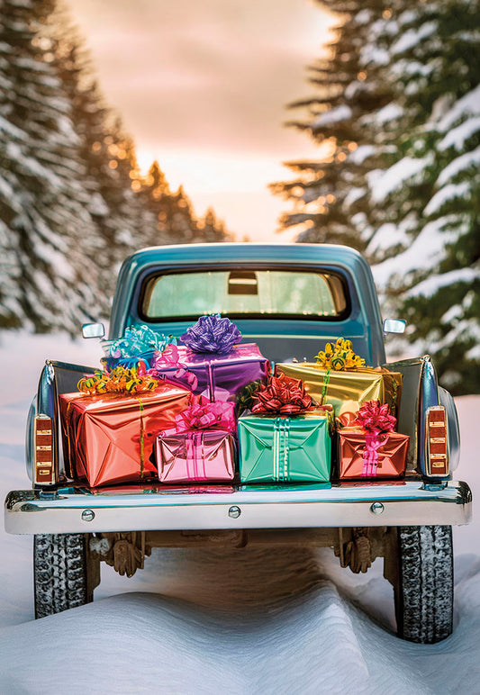 Truck Full Of Gifts Christmas Card Single