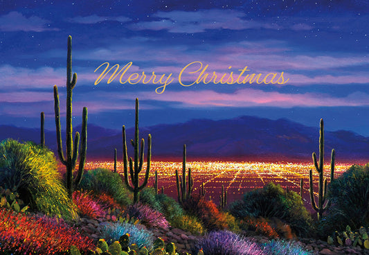 Nighttime Desert Christmas Card Single