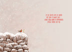 Inside of a holiday card showing a snowy scene with a robin and a heartfelt message for a special friend.