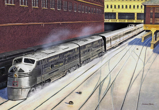 Denver Zephyr Leaving Chicago Station Christmas Card Single