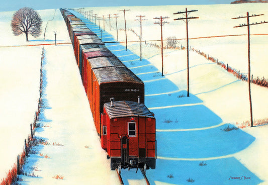 Rear View Of Train Christmas Card Single