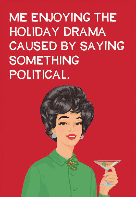 Woman Holding Martini Christmas Card Single