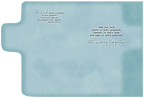 Inside of a religious comfort card with scripture Psalm 29:11 and 'May you find peace in God's presence, comfort in God's love, and hope in God's promises. With Loving Sympathy' on a serene blue background.