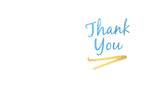 Inside of a modern thank you card featuring 'Thank You' in graceful blue script with a stylish gold underline on a clean white background.