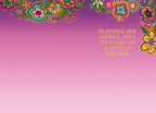 Open Mother's Day greeting card interior featuring a matching vibrant floral border and the message 'Celebrating your beautiful heart and wishing you a day filled with love.' on a pink gradient.