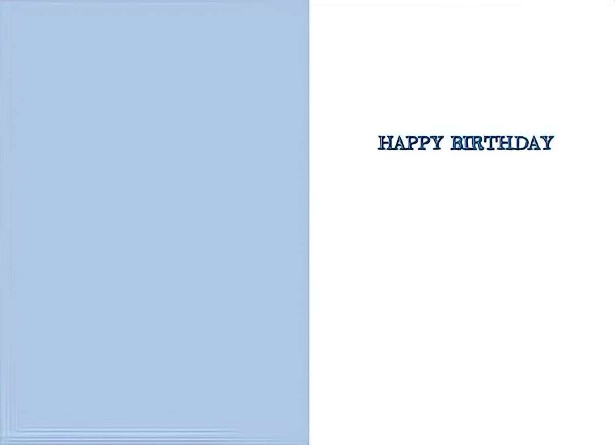 Inside of a 'To Someone Extra Special' birthday card, light blue interior with 'Happy Birthday' text.