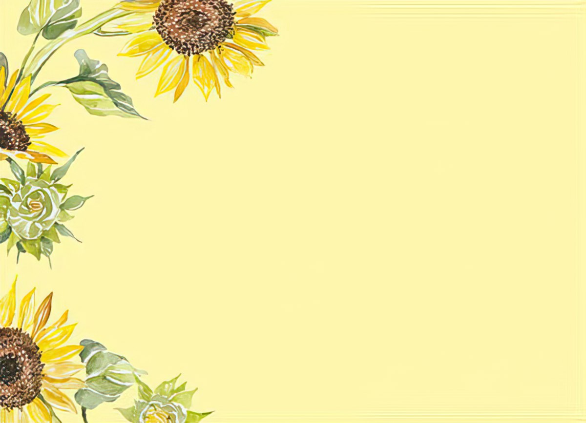 Inside of 'Sunny thoughts of you...' card, yellow stripes with a message about thoughts following you around.