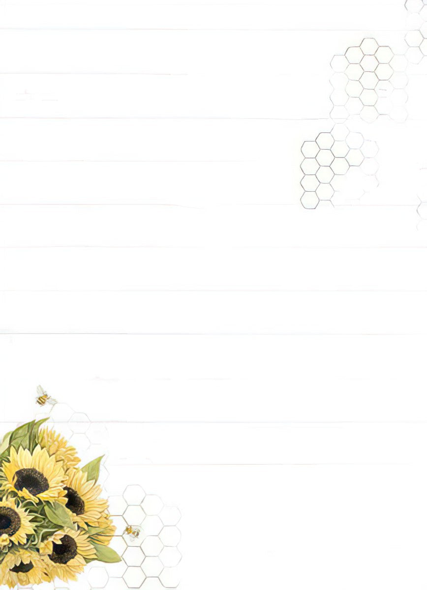Inside of a rustic barn and sunflower field card, light yellow with a bottom corner sunflower border.