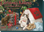 Leanin' Tree Christmas Kittens card assortment by Giordano Studios, showing playful kittens with a 'Happy Pawlidays' dog house, gift box, and decorated tree, highlighting the card collection.