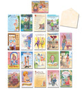 Assortment of 20 humorous greeting cards for her, featuring witty illustrations and funny messages from Leanin' Tree, perfect for women's birthdays and various occasions.