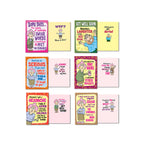 Middle row of Aunty Acid humorous greeting cards, showcasing the front and inside messages of four different designs. Cards include sarcastic remarks about getting old, funny observations on life, and cheeky jokes perfect for adults and seniors.
