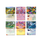Display of six unique butterfly-themed greeting card fronts with their corresponding inside messages, predominantly featuring 'Happy Birthday' sentiments and colorful nature art.