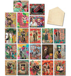 Assortment of 20 funny and sassy vintage-style greeting cards from Leanin' Tree, featuring humorous quotes and artistic collages perfect for various occasions.