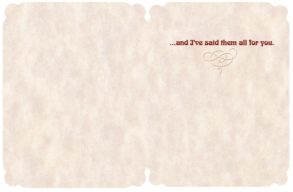Inside view of a religious encouragement card with a subtle texture, featuring the heartfelt continuation of the message: '...and I've said them all for you.' ready for personal blessings.