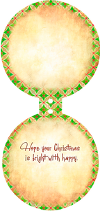 Open view of a cheerful holiday greeting card with a vintage-style parchment interior, featuring a heartfelt message: 'Hope your Christmas is bright with happy' and ample space for a personal note.