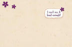 Inside view of a heartfelt thank you greeting card, with 'I can't say it loud enough!' message and subtle purple floral accents on a cream background.