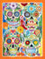 Day of the Dead Skulls Halloween Note Card Set with four brightly colored floral skulls