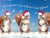 Three squirrels wearing Santa hats