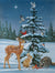 Winter night with wildlife at Christmas tree Boxed Notelets