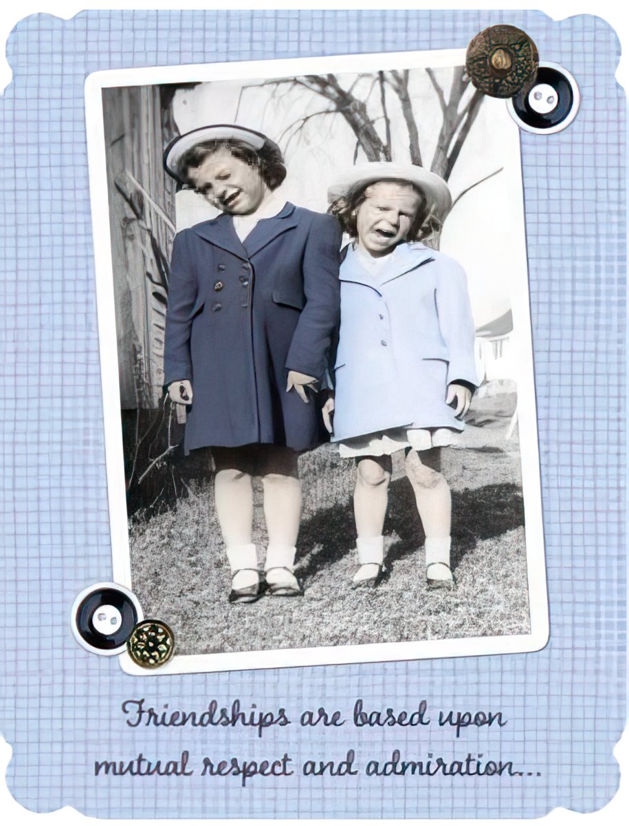 Two Vintage Girls Side-by-side Laughing Friendship Card