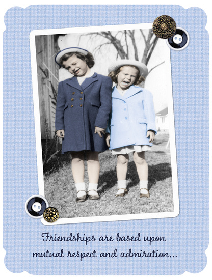 Two Vintage Girls Side-by-side Laughing Friendship Card