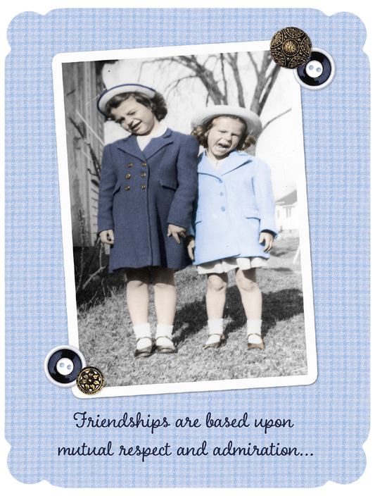 Two Vintage Girls Side-by-side Laughing Friendship Card