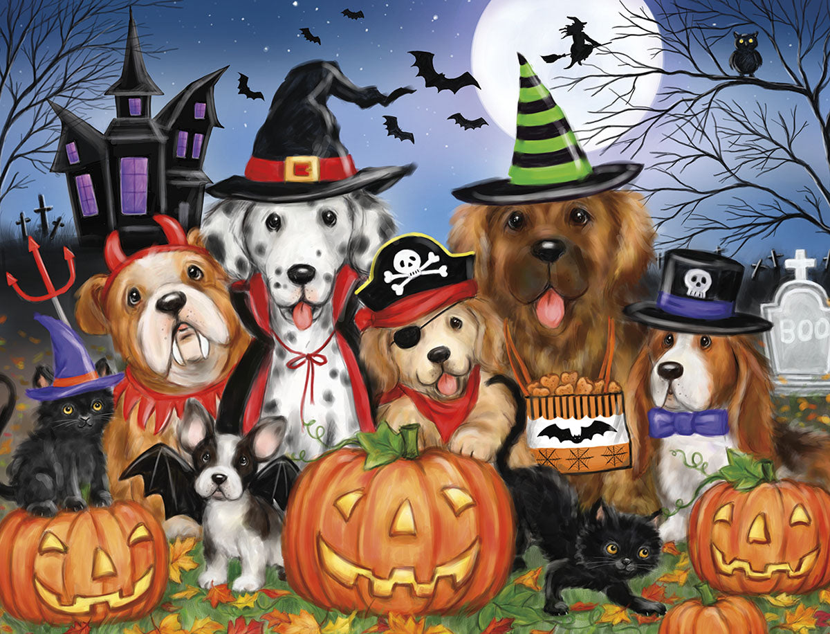 Friends and Fun Dogs in Costumes Halloween Note Card Set