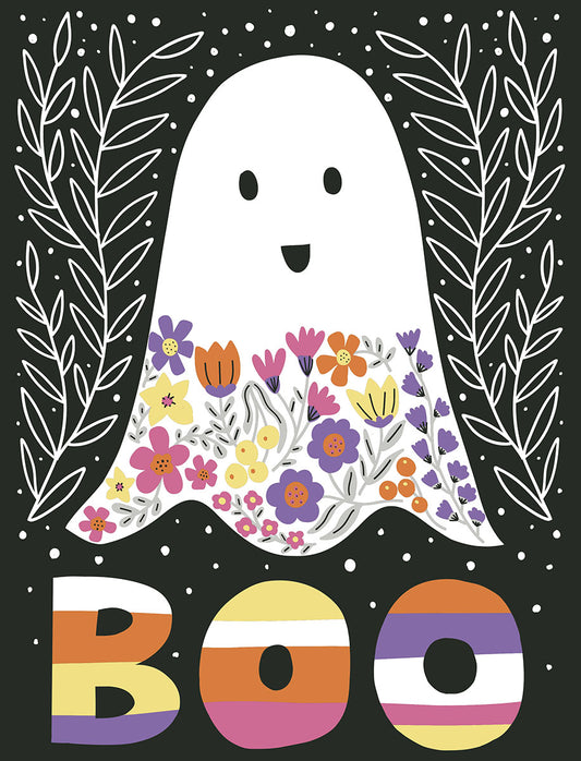 Boo Floral Ghost Halloween Note Card Set