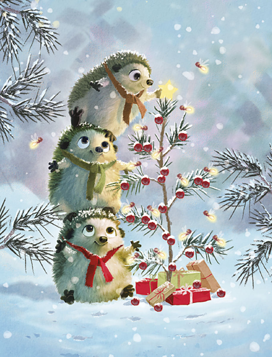 Hedgehogs on Top of Each Other Christmas Boxed Notelets